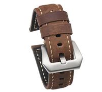 Chlikeyi Cinturini per orologio da uomo in pelle di vacchetta da 20-24mm Accessori per orologi Cinturino di ricambio, Marrone scuro-argento, 24 mm