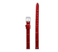Chlikeyi Cinturino 6-18mm da donna in vera pelle, cinturino sottile di piccole dimensioni, Rosso Argento, 6mm