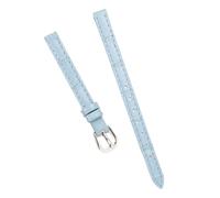 Chlikeyi Cinturino 8mm 10mm in vera pelle per catena piccola per orologio da donna, Argento Azzurro, 8-8mm