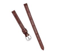 Chlikeyi Cinturino 8mm 10mm in vera pelle per catena piccola per orologio da donna, Marrone Argento, 8-8mm