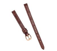 Chlikeyi Cinturino 8mm 10mm in vera pelle per catena piccola per orologio da donna, Oro rosa marrone, 10-8mm