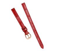 Chlikeyi Cinturino 8mm 10mm in vera pelle per catena piccola per orologio da donna, Oro rosa rosso, 8-8mm