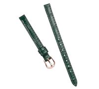 Chlikeyi Cinturino 8mm 10mm in vera pelle per catena piccola per orologio da donna, Verde oro rosa, 8-8mm