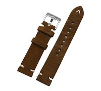 Chlikeyi Cinturino dell'orologio Pelle scamosciata 18-24 mm Marrone Grigio Polsino Cuciture fatte a mano Sostituzione