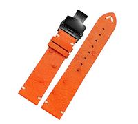 Chlikeyi Cinturino in morbida pelle di struzzo fatta a mano ultrasottile 18 mm 20 mm 22 mm Cinturino da uomo e da donna, orange 2, 22 mm