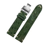Chlikeyi Cinturino in morbida pelle di struzzo fatta a mano ultrasottile 18 mm 20 mm 22 mm Cinturino da uomo e da donna, green 1, 20 mm