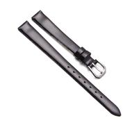 Chlikeyi Cinturino Orologio da donna in pelle con cinturino universale di piccole dimensioni con fibbia ad ardiglione rossa 6/7/8/9/10mm, Argento nero, 9 mm