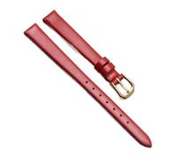 Chlikeyi Cinturino Orologio da donna in pelle con cinturino universale di piccole dimensioni con fibbia ad ardiglione rossa 6/7/8/9/10mm, Oro rosso brillante, 13 mm