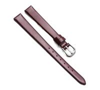 Chlikeyi Cinturino Orologio da donna in pelle con cinturino universale di piccole dimensioni con fibbia ad ardiglione rossa 6/7/8/9/10mm, Argento rosso, 7 mm