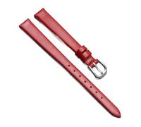 Chlikeyi Cinturino Orologio da donna in pelle con cinturino universale di piccole dimensioni con fibbia ad ardiglione rossa 6/7/8/9/10mm, Argento rosso brillante, 11 mm