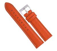 Chlikeyi Cinturino per accessori per cinturini in pelle di vitello grana Litchi, Arancione-Argento, 20 mm