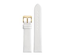 Chlikeyi Cinturino per orologio in morbida pelle bovina sottile 12mm-22mm, cinturino con fibbia ad ardiglione dorata, Bianco, 18mm