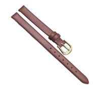 Chlikeyi Cinturino per orologio in morbida pelle ultrasottile di piccole dimensioni Cinturino per orologio da donna autentico Plain 6-12mm, Oro marrone, 9 mm