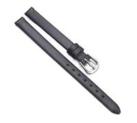 Chlikeyi Cinturino per orologio in morbida pelle ultrasottile di piccole dimensioni Cinturino per orologio da donna autentico Plain 6-12mm, Argento nero, 10 mm