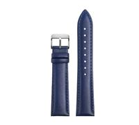 Chlikeyi Cinturino per orologio in pelle blu intenso da 19-22mm, cinturino con fibbia ad ardiglione in argento, Blu scuro, 20mm