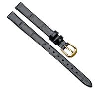 Chlikeyi Cinturino per orologio in pelle liscia con motivo bambù e fibbia ad ardiglione da 6-18mm, Oro nero, 6 mm