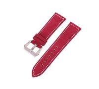 Chlikeyi Cinturino per orologio in vera pelle 18-24mm, Rosso, 20mm