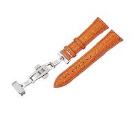 Chlikeyi Cinturino per orologio in vera pelle di vitello con texture coccodrillo morbido 16-24mm Cinturino accessori per orologio da donna/uomo, Arancio 1, 24mm