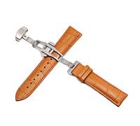 Chlikeyi Cinturino universale in pelle da 12mm a 24mm con fibbia a farfalla o fibbia in acciaio, Marrone chiaro 1, 18mm