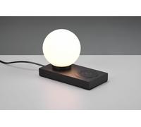 CHLOE LAMPADA DA TAVOLO NERA CON SFERA VETRO BIANCO CON BASE X RICARICA INDUTTIVA CELLULARE CON INTERRUTTORE TOUCH H. 15CM 1 LUCE ATTACCO E14