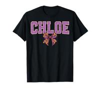 Chloe Leopard Bow Trendy Name Design per Donne e Ragazze Maglietta