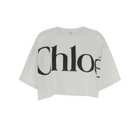 Chloé, ,Tops ,Donna ,Bianco ,M Cropped Boxy Logo T-Shirt