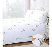 Chlophy Set copripiumino floreale King White Flower giallo ricamato set di biancheria da letto Cottagecore elegante botanico fiori di campo francese Country Cottage fresco estate fiore ragazze