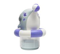 Chlorine Floater, Pool Dispenser, Dolphin Chlorinator, Cute Animal Design, 4-Tablet Capacity, for Hot Tub Spa Pool Hotel, 15.8x15.8x29cm/6.22x6.22x11.42 Inches, Grey, 1 Piece