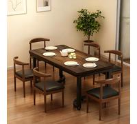 CHMAIDEU Tavolo e Sedie da Cucina con 6 Posti | Set da Pranzo Rettangolare in Legno e Acciaio | Tavolo con Sedie per Cucina, Sala da Pranzo, Balcone | Design Moderno e Stabile