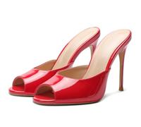 CHMILE CHAU 【È necessario misurare la lunghezza dei piedi prima di ordinare】 Moda Sandali Donna-Scarpa Tacco Alto Punta Aperto-Matrimonio-Festa 86-CHC-19, rosso, 37 EU