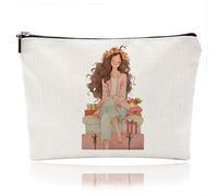 ChMLQX Borsa per il trucco personalizzata, regalo dell'amicizia per donne, astuccio con cerniera, vivace custodia per cosmetici, per viaggi, uso all'aperto, Bianco sporco, Unisex