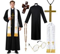 CHMMY Costume Prete Uomo con Stola Croce Occhiali Halloween Carnevale