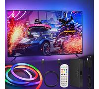 CHMMY LED TV Retroilluminazione Strisce LED al Neon RGBIC 4m HDMI 2.0 Sync Box con Video e Musica Cambia Colore Lightstrip per TV e PC da 32-100 Pollici per Soffitto, Cucina, Giochi