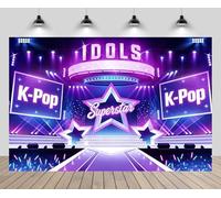 CHNBGPRO 1.8m x 1.2m K-pop Stage sfondo superstar idoli neon palcoscenico viola blu tema luci sfondo drammatico spettacolo musicale bambini festa di compleanno Decor Photo Booth puntelli