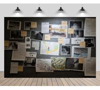 CHNBGPRO 2.1m x 1.5m Detective Board Sfondo sospetto scena del crimine prova filo bianco spy tema sfondo indizi prova top secret missione mistero festa spia Decor Photo Booth Studio Prop carta da