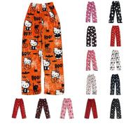 Chnnamzu Pantaloni Pigiama per Donna e Bambino Halloween - Pigiama Donna Invernale Lunghi Flanella Pantalone da Notte Natale Y2k Cartoni Animé Kawaii Morbidi e Leggeri S-XXL