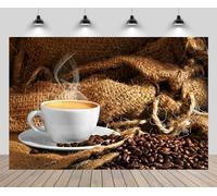 CHNYWORK 2,1 x 1,5 m sfondo caffè chicchi di caffè tazza bianca pomeridiano tea party cafe sfondo tempo libero festa a tema decorazione bar negozio photo stand studio puntelli carta da parati