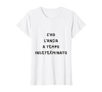 c'ho l'ansia a Tempo indeterminato Frase Simpatica Risata Maglietta, Donna, Bianco, 3XL