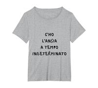c'ho l'ansia a Tempo indeterminato Frase Simpatica Risata Maglietta, Donna Plus-Size, Grigio Melange, 5X