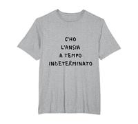c'ho l'ansia a Tempo indeterminato Frase Simpatica Risata Maglietta, Uomo Taglie Grandi, Grigio Melange, 5X Tall