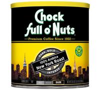 Chock Full o'Nuts New York Roast, Caffè macinato tostato scuro - Chicchi di caffè Arabica Gourmet - Caffè audace, corposo e intenso (lattina da 30 once)