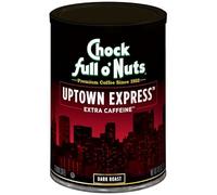 Chock Full o'Nuts Uptown Express Ground Coffee, Dark Roast - (10 once) - Caffeina extra - Miscela scura audace, corposo e intenso