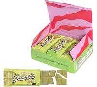 Choco Zero Tavolette di Cioccolato Bianco e Pistacchio Senza Zuccheri Aggiunti 25g 133 Calorie Cioccolato Senza Zucchero per Spuntino Palestra Senza Glutine Low Carbs