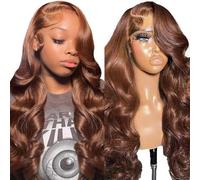 Chocolate Brown Human Hair Wig For Black Women, 13x6 HD Lace Front Wigs Human Hair Pre Plucked Baby Hair, 180 Density Body Wave Glueless 13x6 Lace Frontal Wig Real Virgin Brazilian Human Hair 16 Inch(