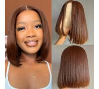 Chocolate Brown Lace Front Wig Human Hair 4x4 HD Lace Short Bob Wig Straight Wigs Brazilian Virgin Glueless Lace Frontal Wigs for Black Women 12 Inch