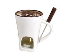 Chocolate Fondue Cup - Ceramic Candle Mug with Fork | Personal Chocolate Melting Cup for Dessert Celebration Family Gathering Fun Home Holiday Party Sharing Treats