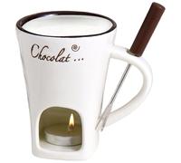 Chocolate Fondue Mug, Personal Chocolate Fondue Mugs with Forks, Mugs Set Personal Fondue Pot Chocolate, Cheese Butter Chocolate Melting Fondue Mug (White)
