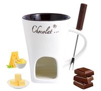 Chocolate Fondue Mug, Sweet Fondue Cup Set - Chocolates Melting Cup with Fork, Ceramic Fondues Pot for Cheese Butter Melting, Christmas Holiday Wedding Party Favors (1PC White)