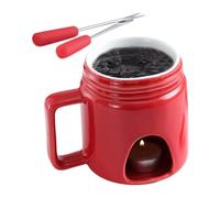 Chocolate Fonduta Cup - Ceramic Melting Mug, Personal Fonduta Mug with Fork | Ceramic Hot Pot Cup for Melting Chocolate, Butter, Cheese, Caramel | Perfect for Home, Gathering, Party, Holiday Dessert