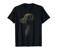 Chocolate Lab Pointillism Art Dog Pup DOT Style Opera d'Arte Maglietta